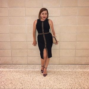 Black with gold details dress